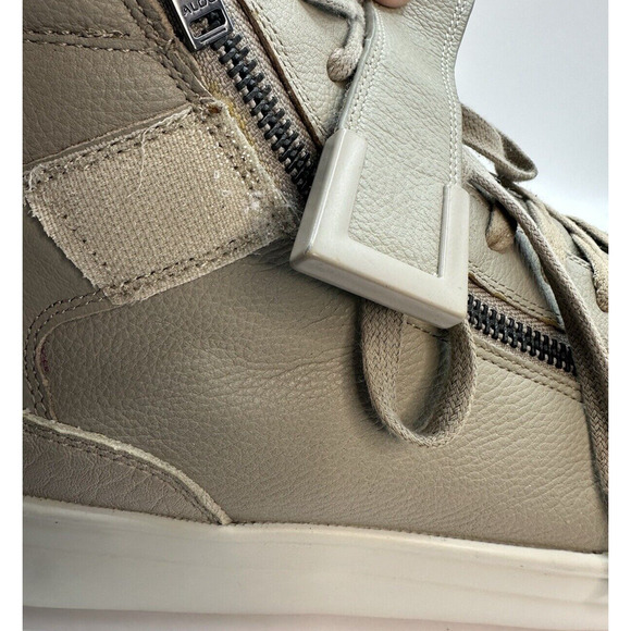 Aldo Sneakers Men's Size 12 Khaki High-Top Zipper Hook & Latch Designer Sport - Picture 6 of 10